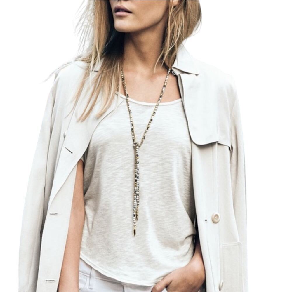 Stella & Dot Mixed Metal “ZOE” Lariat Necklace Crystal Tri Color - Picture 2 of 6
